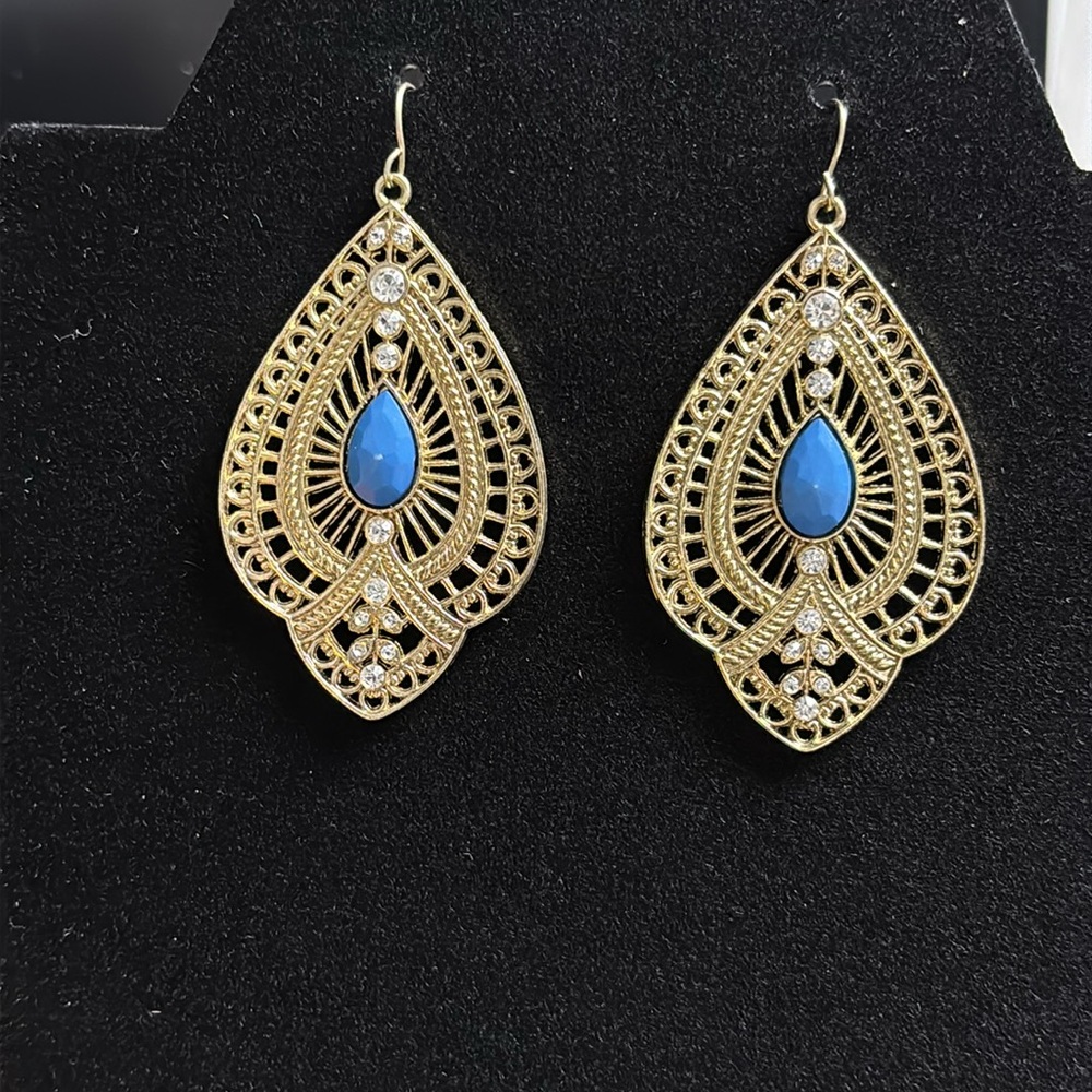 NWOT Gold and Turquoise Colored Earrings